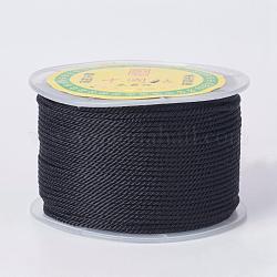 Runde Polyester Schnüre, mailand schnüre / verdrillte schnüre, Schwarz, 1.5~2 mm, 50 Yards / Rolle (150 Fuß / Rolle)