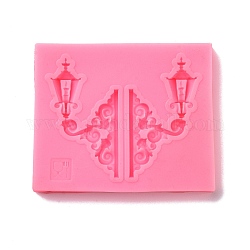 Retro Embossed Wall Lamp Fondant Molds, Cake Border Decoration Silicone Molds, for Chocolate, Candy, UV Resin & Epoxy Resin Craft Making, Hot Pink, 75x62x8.5mm, Inner Diameter: 53x63mm