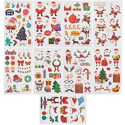 Gorgecraft 9Pcs 9 Style Christmas Theme Pattern Removable Temporary Water Proof Tattoos Paper Stickers, Mixed Patterns, 12x7.6x0.07cm, 1pc/style
