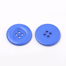 4-отверстие кнопки акриловые, плоско-круглые, синие, 34x3 мм, отверстие : 3 мм