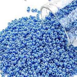 Cuentas de semillas redondas toho, Abalorios de la semilla japonés, (124d) azul vaquero de brillo opaco, 11/0, 2.2mm, agujero: 0.8 mm, aproximamente 50000 unidades / libra