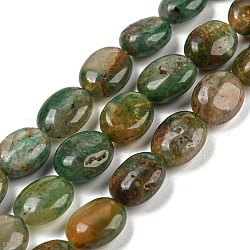 Natürliche afrikanische Jade Perlen Stränge, Flachoval, 10~10.5x8~9x5~5.5 mm, Bohrung: 1.2 mm, ca. 39 Stk. / Strang, 15.35~15.47 Zoll (39~39.3 cm)