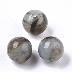 Perline di acrilico trasparente crackle, tondo, verde mare medio, 18x17mm, Foro: 3 mm, circa 154pcs/500g
