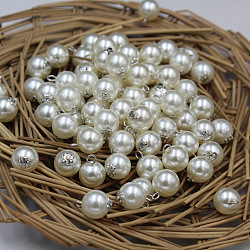 Colgantes de resina imitación perla, fornituras de aleación, redondo, Platino, 8mm