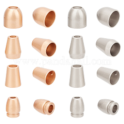 CHGCRAFT 64Pcs 8 Style Zinc Alloy Cord Ends, End Caps, Cone & Half Round & Column, Mixed Color, 11~13.3x8.5~11.8mm, Hole: 3~5.5mm, Inner Diameter: 4.5~10.6mm, 8pcs/style