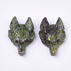 Natural Dragon Blood Jasper Pendants, Wolf Head, 37~42x25~30x10~13mm, Hole: 2mm