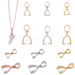 Real Plated Brass Pendant Pinch Bails, Nickel Free, Rack Plating, Mixed Color, 36pcs/box
