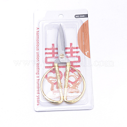 2cr13 Stainless Steel Scissors, Embossed with Dragon and Phoenix Pattern, Gold, 190x95x10mm, Box: 24x12x1.2cm
