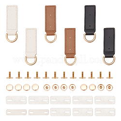 Wadorn 6 Sets 3-teilige D-Ring-Verschlüsse aus Legierung mit Lasche aus PU-Leder, Schraubenniete und Unterlegscheibe, für diy taschengriff zubehör, Mischfarbe, 90~93x27~27.3 mm, 2 Sätze/Stil