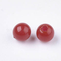Perlas de plástico ecológicas, abalorios de media perforados, redondo, rojo, 3mm, medio agujero: 0.8 mm