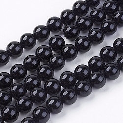 Brin de perles rondes en onyx noir naturel, teinte, noir, 8mm, Trou: 1mm, Environ 48 pcs/chapelet, 15.74 pouce