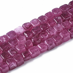 Chapelets de perles en tourmaline naturelle, teinte, cube, support violet rouge, 7~8x7~8x7~8mm, Trou: 0.9mm, Environ 45~49 pcs/chapelet, 13.39~14.57 pouce (34~37 cm)