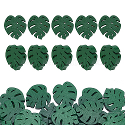 PandaHall Elite 50Pcs Spray Painted Natural Wood Beads, Leaf, Dark Sea Green, 29.5x28x8mm, Hole: 3mm