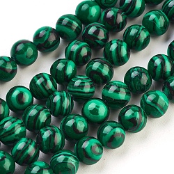 Chapelets de perles en malachite synthétique, teinte, ronde, verte, taille: environ 8mm de diamètre, Trou: 1.5mm, Environ 50 pcs/chapelet, 15.5 pouce