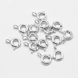 925 пружинная застежка из серебра с родиевым покрытием, кольцо, с 925 маркой, платина, 9x7x1.5 мм, отверстие : 1.5 мм