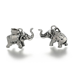 Retro 316 ciondoli di elefante in acciaio inossidabile chirurgico, argento antico, 24.5x32x11mm, Foro: 5x9 mm
