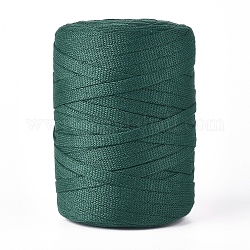 Плоский шнур из полиэстера, полый плетеный шнур, темно-зеленый, 7x1 мм, около 100 м / рулон