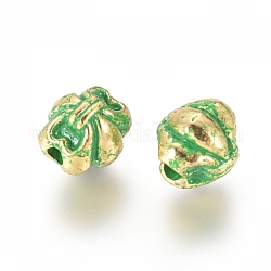 Legierung Tibetische Perlen, Schleife, goldene & grüne Patina, 8x7x7.5 mm, Bohrung: 1.6 mm