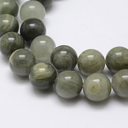 Chapelets de perles en quartz rutile vert naturel, ronde, 4mm, Trou: 0.8mm, environ 92 pcs / brin, 15 pouce (38 cm)