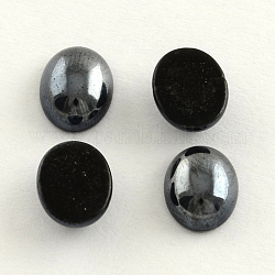 Cabochons de verre opaque plaqué nacré, ovale, noir, 13x10x5mm