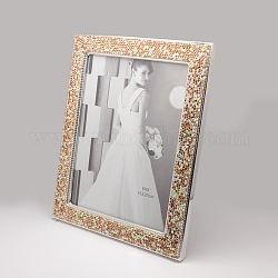 Rectangle Alloy Rhinestone Photo Frame Stands, Topaz, 215x165x20mm