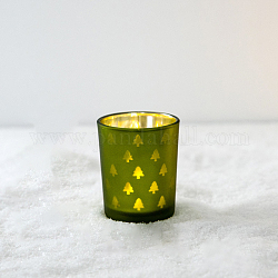 Glass Candlestick Holder, Christmas Candle Centerpiece, Perfect Home Party Decoration, Olive Drab, 5.5x6.5cm
