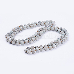 Perlenketten aus natürlichem Sesamjasper / Kiwi-Jaspis, matt, Runde, 60'' (152.4 cm)