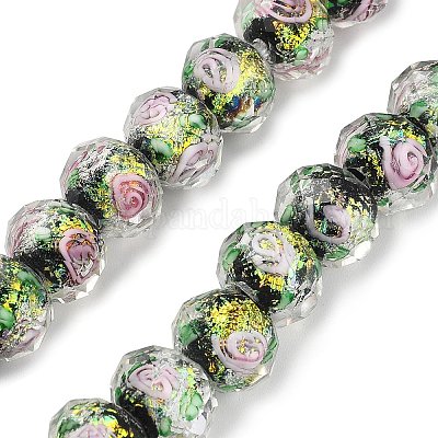 Нити из фольгированных бусин лэмпворк ручной работы FOIL-S136-001A-1