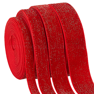 20 ярд 4 стилей блестящих односторонних бархатных лент SRIB-PH0010-34-1