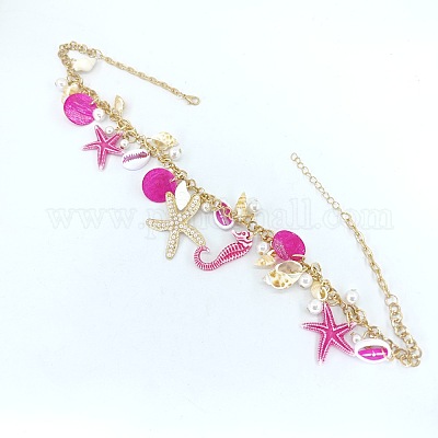 Ожерелья с подвесками из сплава и пластика с жемчугом и натуральными ракушками FS-WGF2DC0-01-1