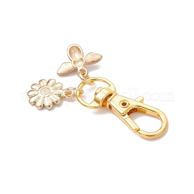 Подвесные украшения из сплава с эмалью в виде цветов и пчел HJEW-JM03788-1