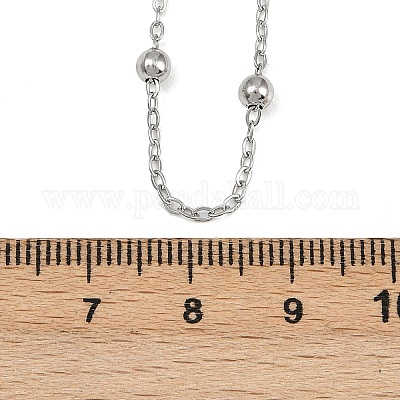 Женские ожерелья-цепочки с круглыми бусинами из нержавеющей стали 304 диаметром 3 мм NJEW-G177-03B-P-1