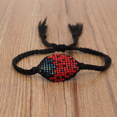 Браслет со стеклянным жуком BJEW-P269-17-1