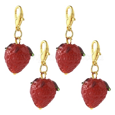 4 шт. подвеска ручной работы в виде клубники HJEW-FS00041-04-1
