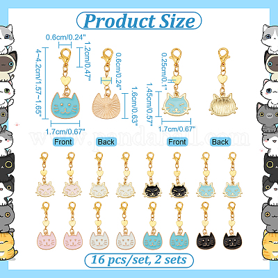 Маркеры для подвесок в виде головы кошки и сердца HJEW-AB00393-1