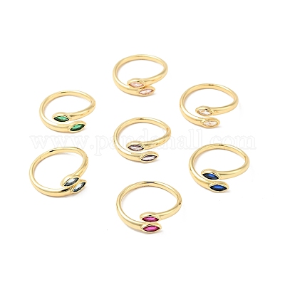 Кольца-манжеты с конским глазом и кубическим цирконием RJEW-G262-08G-1