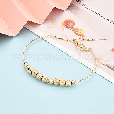 Регулируемые браслеты-слайдеры из латунных бусин для женщин BJEW-T022-22G-1