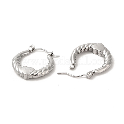 Некорневая нержавеющая сталь 304 серьги-кольца в форме сердца для женщин EJEW-L237-05P-1