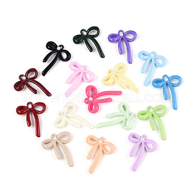 Подвески из окрашенного распылением сплава и искусственного жемчуга ABS PALLOY-T090-44-1