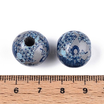 Бусины из дерева схима в богемном стиле с принтом WOOD-T032-31C-1