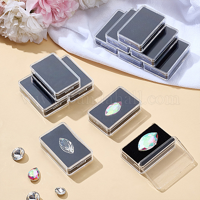 Прямоугольные коробки для хранения драгоценных камней из пластика PS CON-WH0095-140B-02-1