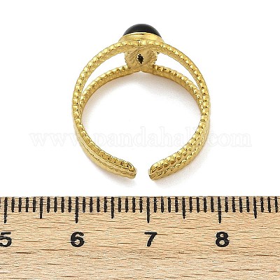 Кольца-манжеты из нержавеющей стали 316 с натуральными смешанными драгоценными камнями RJEW-Z098-01G-11-1