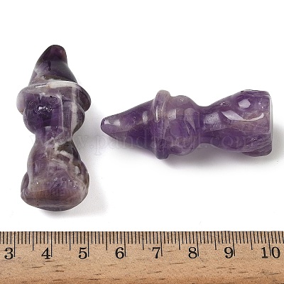 Резные фигурки исцеляющего кота в шляпе ведьмы из натурального аметиста DJEW-D012-07C-1