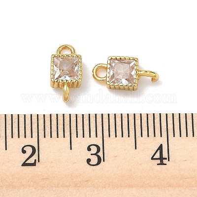Латунные подвески-коннекторы с квадратными фианитами&nbsp;KK-P348-12G-03-1
