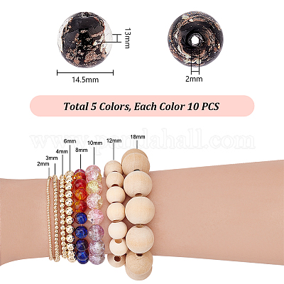 50 шт. 5-х цветные светящиеся бусины ручной работы из золотистого песка в технике лэмпворк LAMP-PH0001-31-1