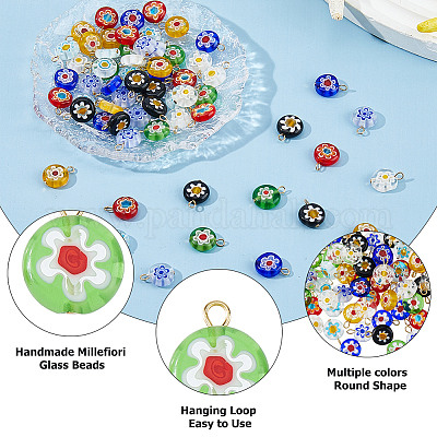 64 шт. подвески из стекла миллефиори ручной работы&nbsp;PALLOY-HS00030-1