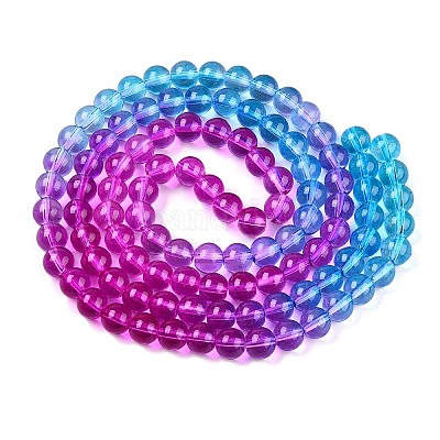 Выпечка расписные прозрачные стеклянные бусины DGLA-M001-8mm-07-1