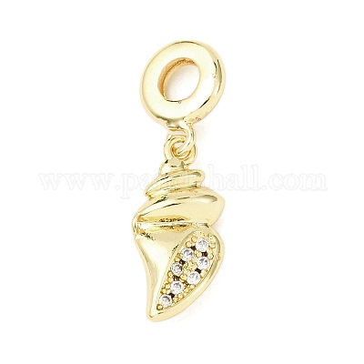 Подвески-шармы с изображением морских животных из латуни с микропаве из прозрачных кубических цирконий KK-B159-04G-04-1