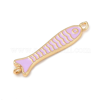 Подвески-рыбки из латуни с эмалью KK-L255-15G-01-1