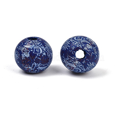 Тема Дня независимости деревянные европейские бусы WOOD-Z005-01C-03-1